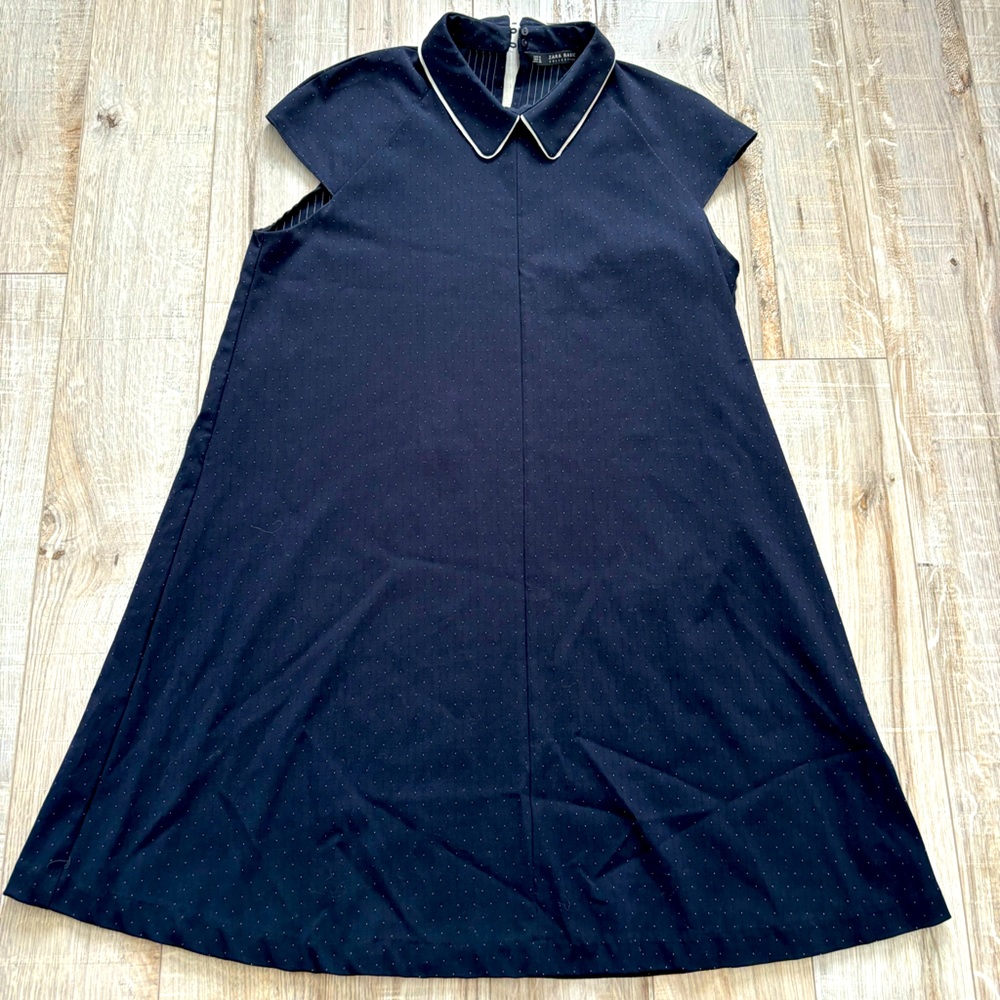 Zara navy and white polka dots dress Medium size